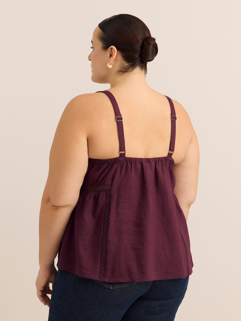 Women's Plus Size Swing Cami Blouse with Pintuck Detail 1X - Penningrons - Picture 3 of 5